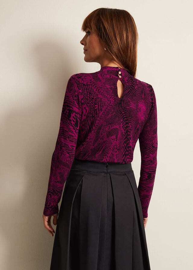 Purple Phase Eight Livetta Snake Print Knitwear | 4620QOKMN