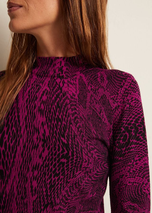 Purple Phase Eight Livetta Snake Print Knitwear | 4620QOKMN