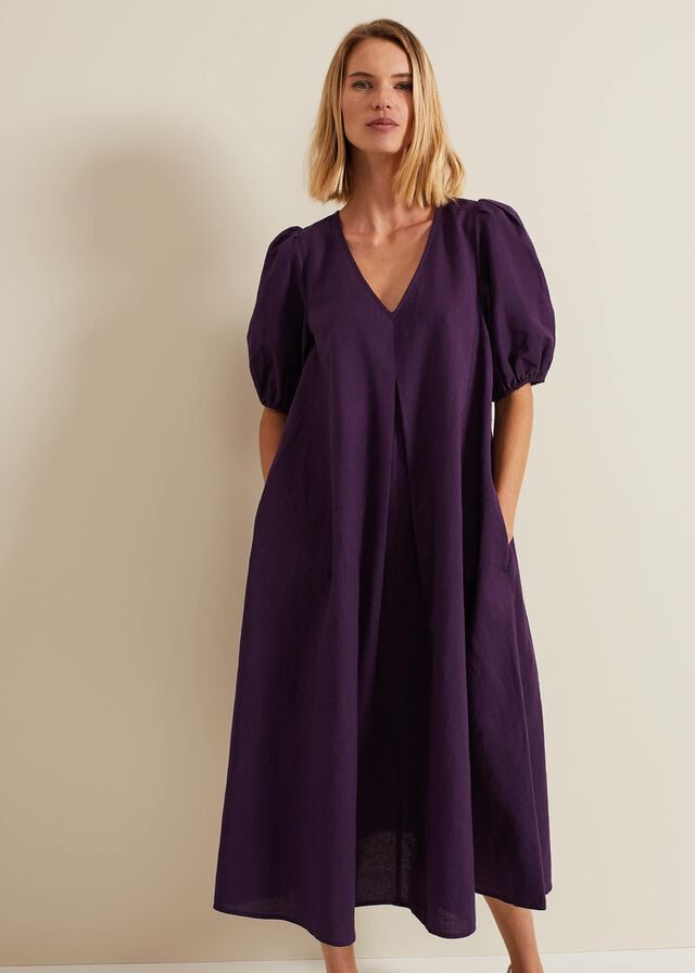 Purple Phase Eight Lotty Puff Sleeve Dress | 5089BEICA