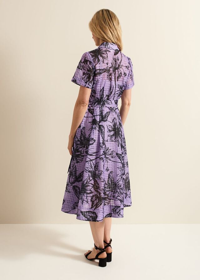 Purple Phase Eight Natalie Lilac Floral Check Dress | 0358XNKYD