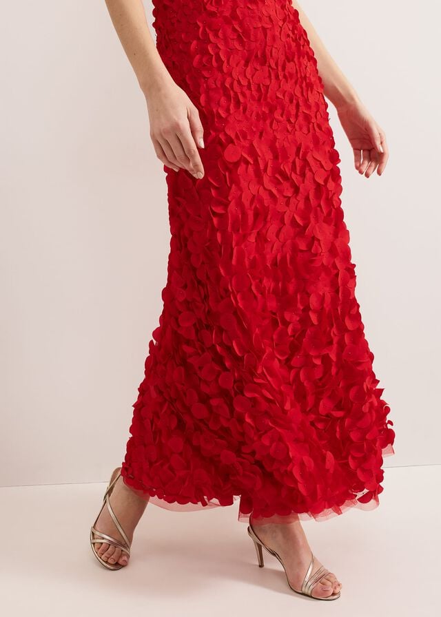 Red Phase Eight Charlene Ruffle Dress | 7234UJINY