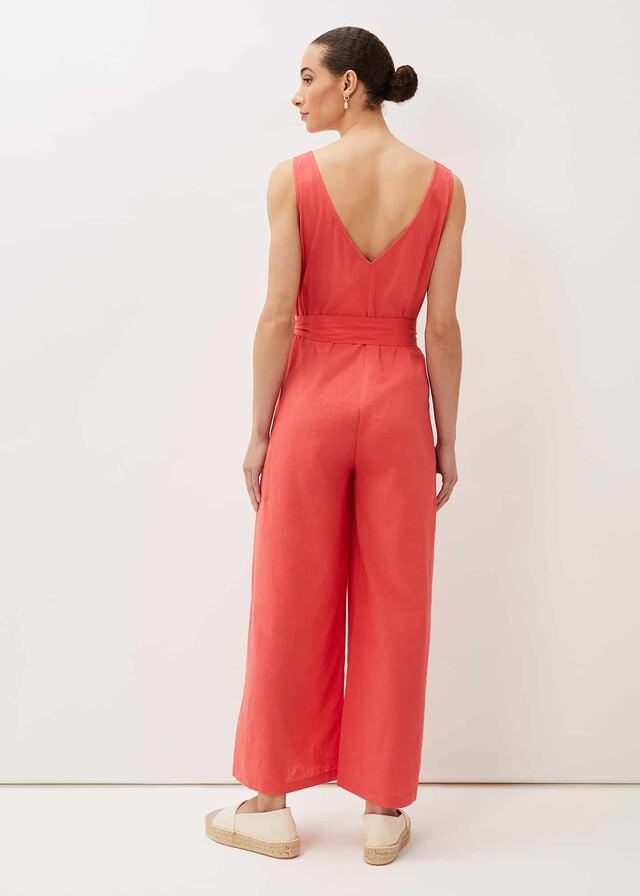 Red Phase Eight Fern Linen Jumpsuit | 6509JTYGF