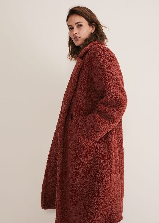 Red Phase Eight Libbie Longline Teddy Coats | 0954RSKYU