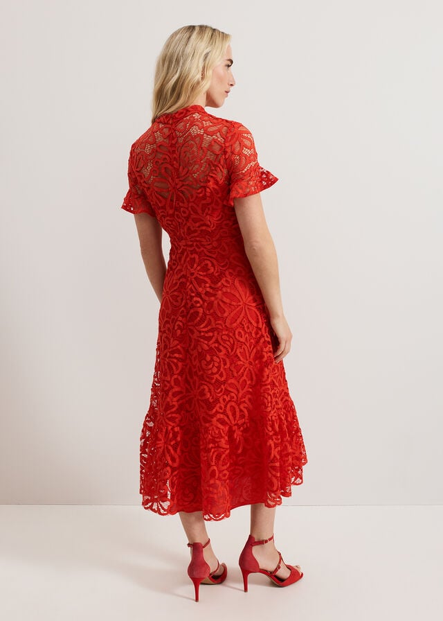 Red Phase Eight Lula Lace Dress | 5697XUMFZ