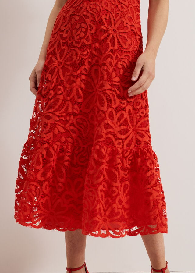 Red Phase Eight Lula Lace Dress | 5697XUMFZ