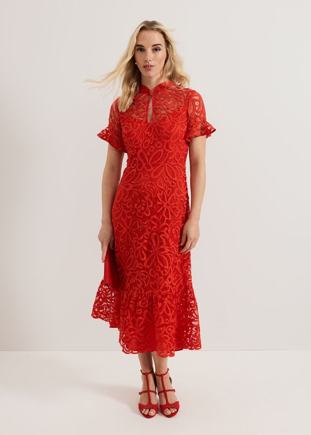 Red Phase Eight Lula Lace Dress | 5697XUMFZ