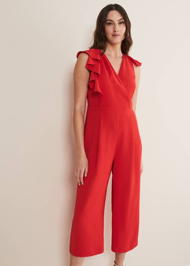 Red Phase Eight Nicky Ruffle Jumpsuit | 7260XQVCB