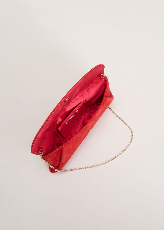 Red Phase Eight Red Suede Bags | 8043RFING