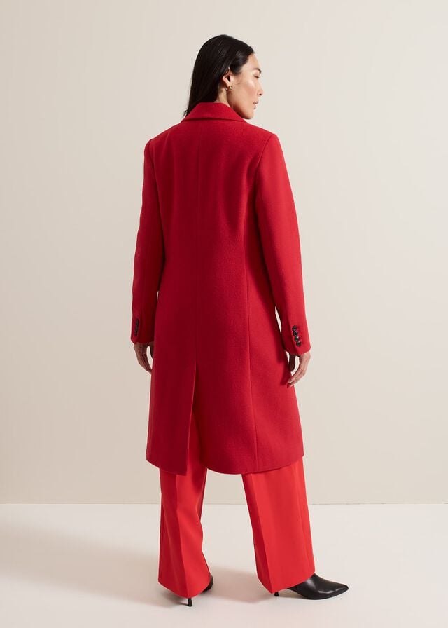 Red Phase Eight Skye Double Breasted Midaxi Wool Coats | 1234UYFSE