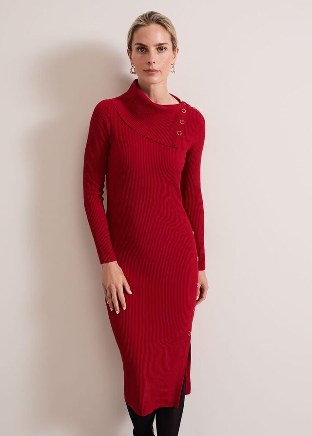 Red Phase Eight Willow Popper Column Dress | 3716YDIPF