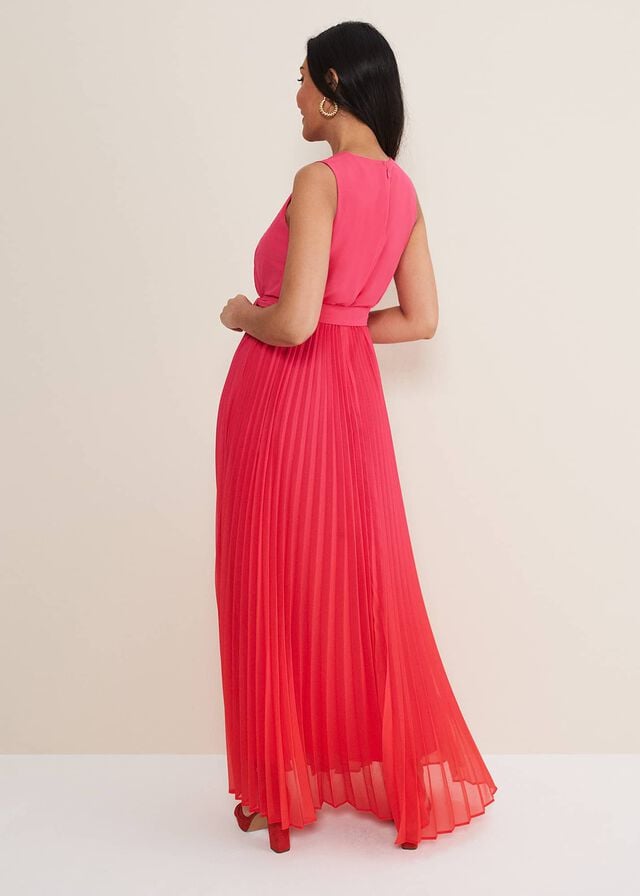 Red / Pink Phase Eight Petite Piper Ombre Dress | 4530VCQPJ