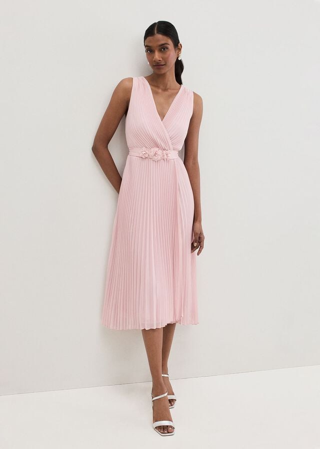 Rose Phase Eight Cressida Pleated Dress | 8719DXWUC