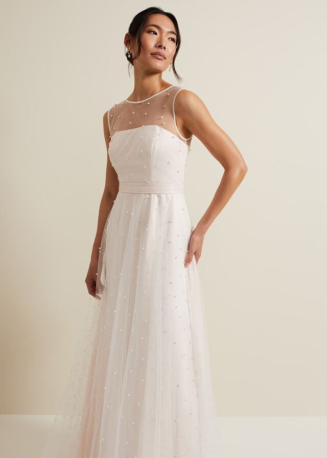 Rose Phase Eight Genova Beaded Wedding Dress | 2549JYXCO