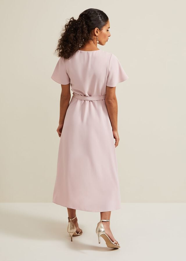 Rose Phase Eight Petite Julissa Frill Wrap Dress | 6921MJAKZ