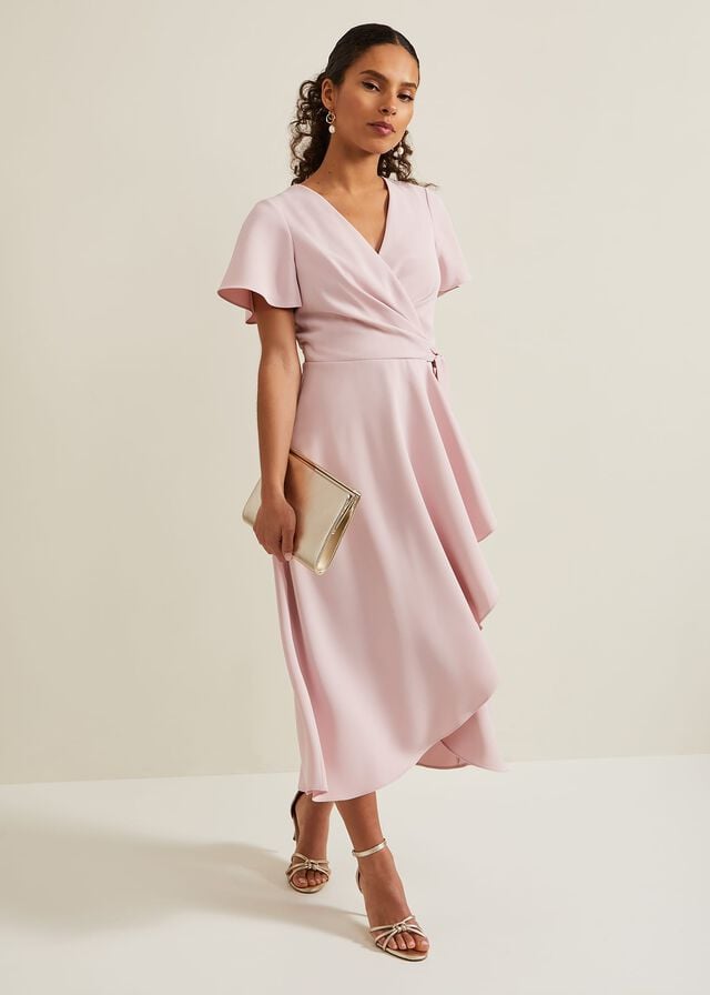 Rose Phase Eight Petite Julissa Frill Wrap Dress | 6921MJAKZ