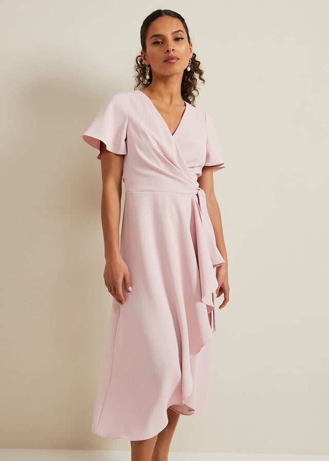 Rose Phase Eight Petite Julissa Frill Wrap Dress | 6921MJAKZ