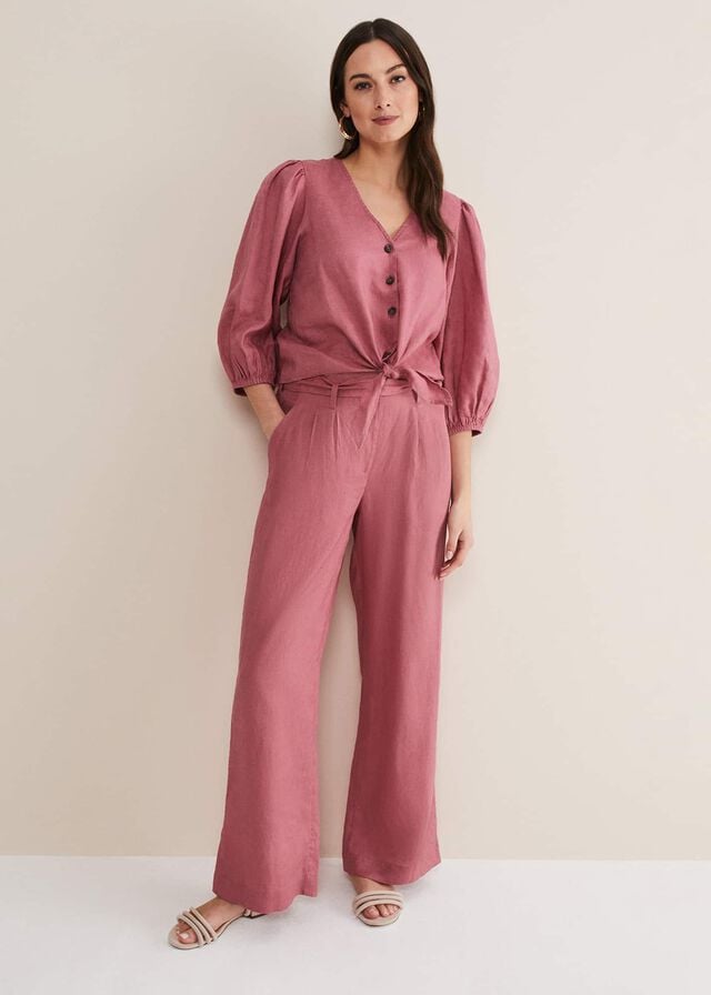 Rose Phase Eight Raven Linen Trousers | 3054MTOXY