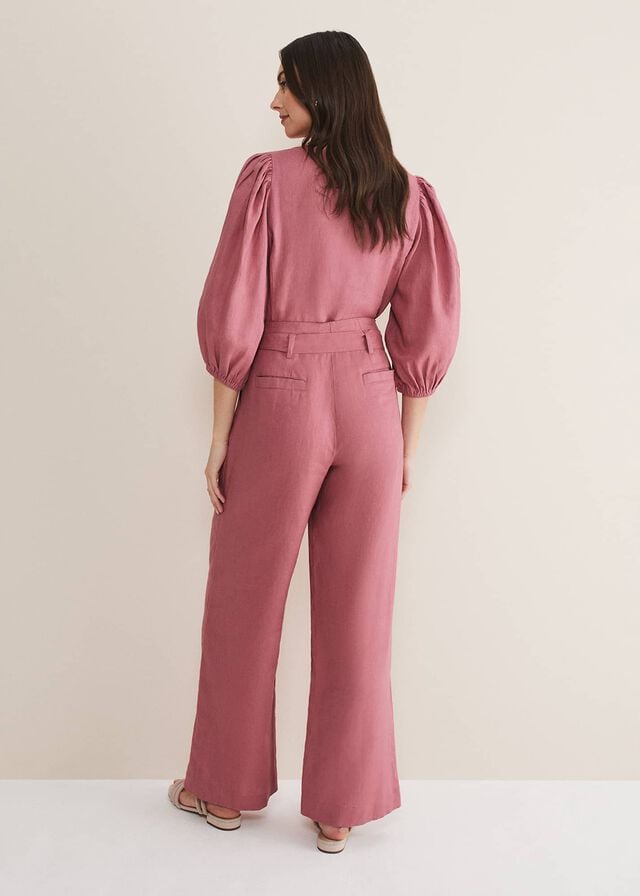 Rose Phase Eight Raven Linen Trousers | 3054MTOXY