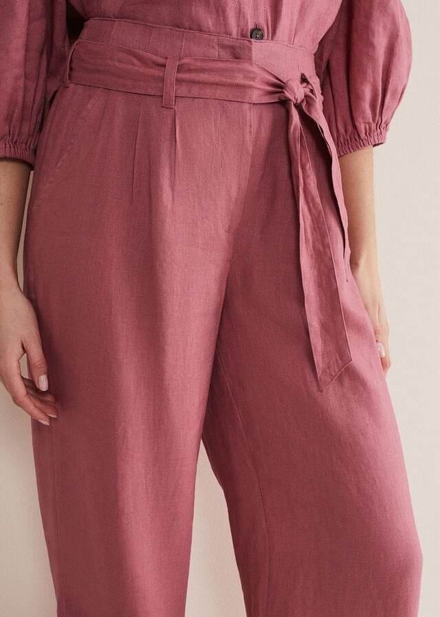 Rose Phase Eight Raven Linen Trousers | 3054MTOXY