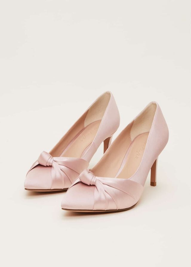 Rose Phase Eight Satin Knot Front Court Heels | 5782REUAV