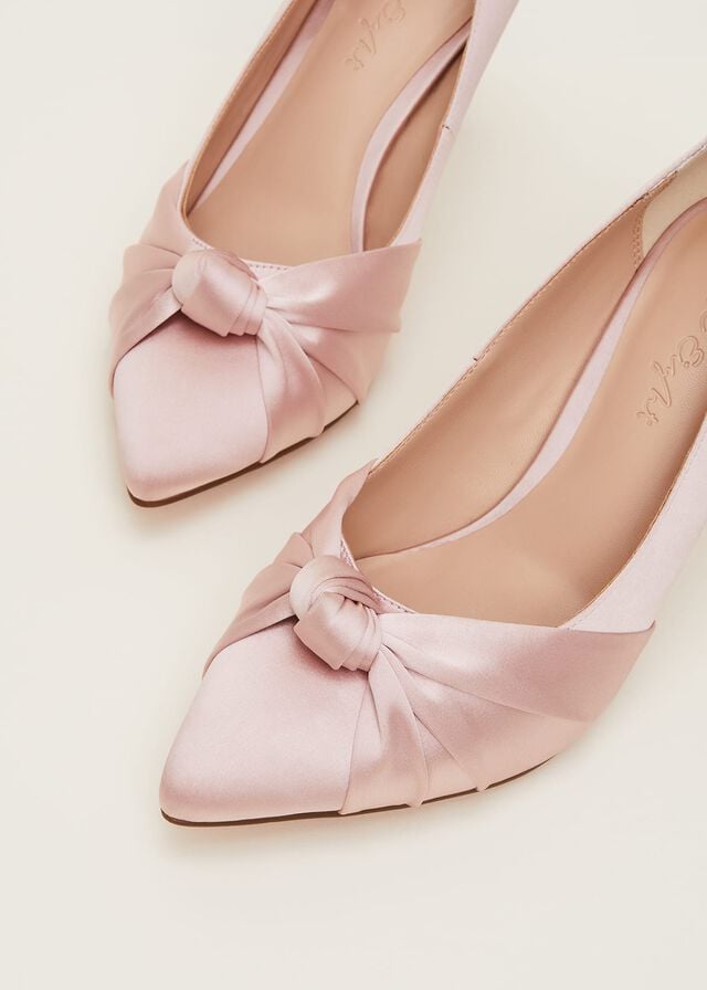 Rose Phase Eight Satin Knot Front Court Heels | 5782REUAV