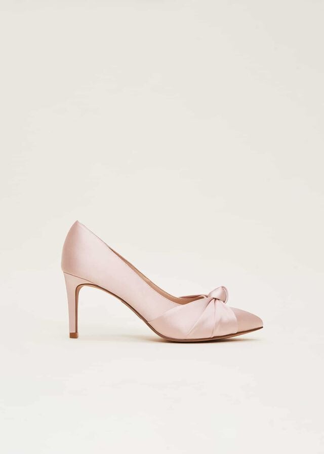 Rose Phase Eight Satin Knot Front Court Heels | 5782REUAV