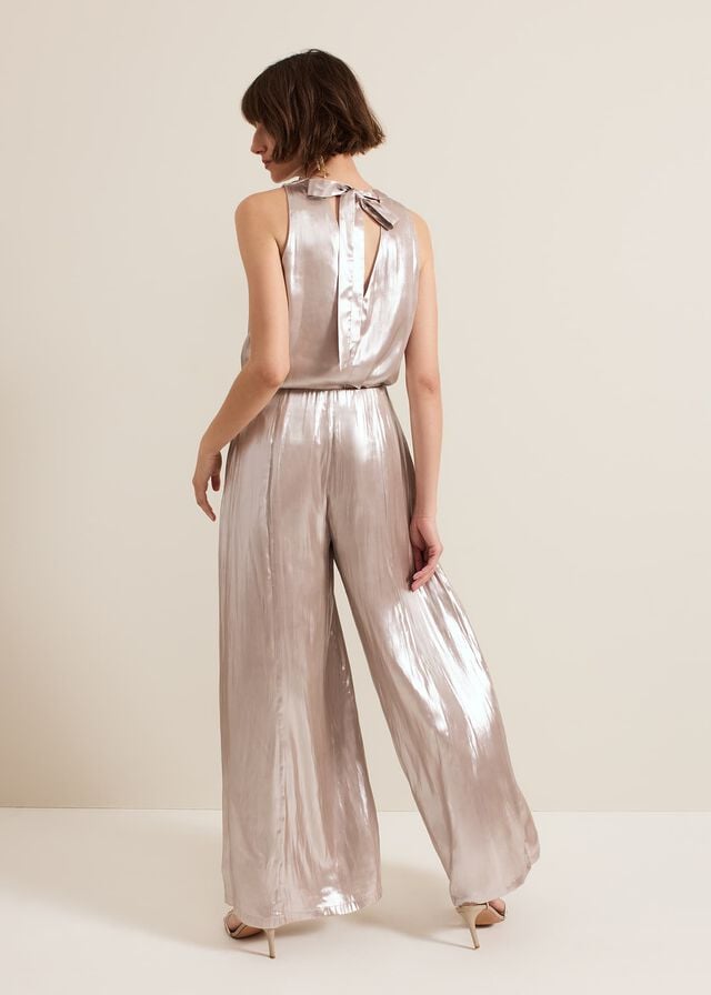 Silver Phase Eight Adrina Metallic Wide Leg Trousers | 7462OMVSJ