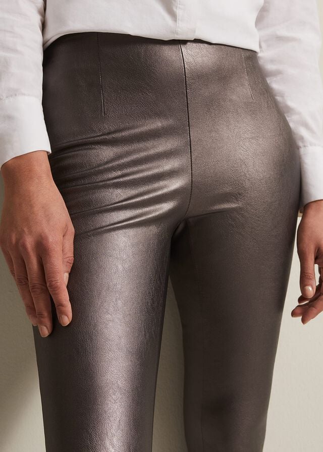 Silver Phase Eight Amina Silver Faux Leather Trousers | 4750OKWQH