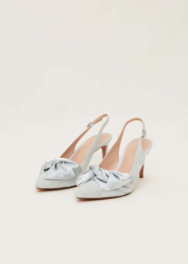 Silver Phase Eight Blue Suede Strappy Heels | 2874CFMET