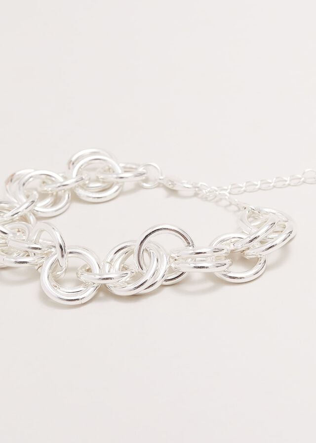 Silver Phase Eight Circular Chain Link Jewellery | 4860TRQBJ