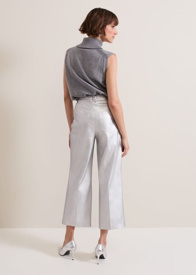 Silver Phase Eight Kenzie Pu Crops Trousers | 0462LOKRF