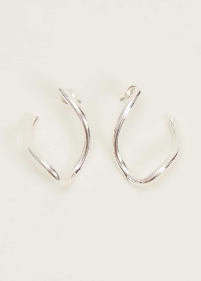 Silver Phase Eight Large Silver Twist Drop Jewellery | 4325BAYXW