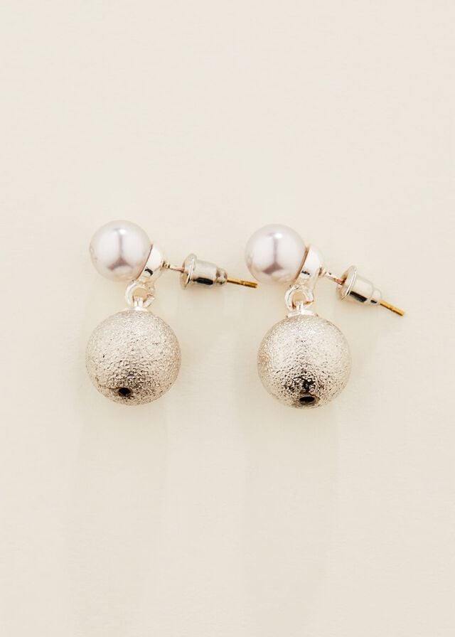 Silver Phase Eight Pearl And Bead Drop Jewellery | 2570XWAYI