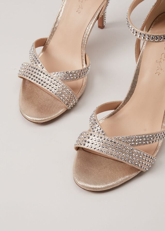 Silver Phase Eight Silver Sparkly Open Toe Heels | 5029XEPCB