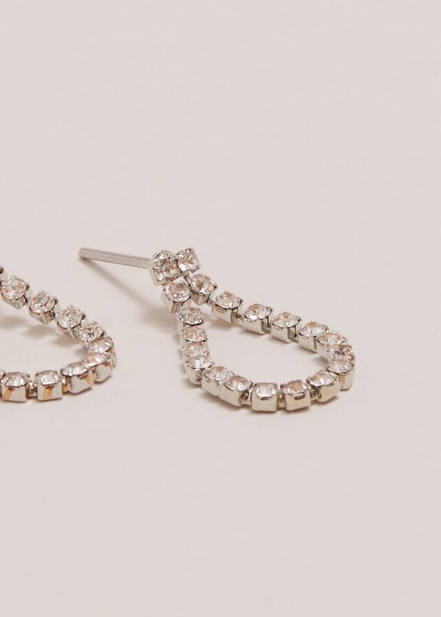 Silver Phase Eight Sparkle Stone Teardrop Jewellery | 3685AYNRW