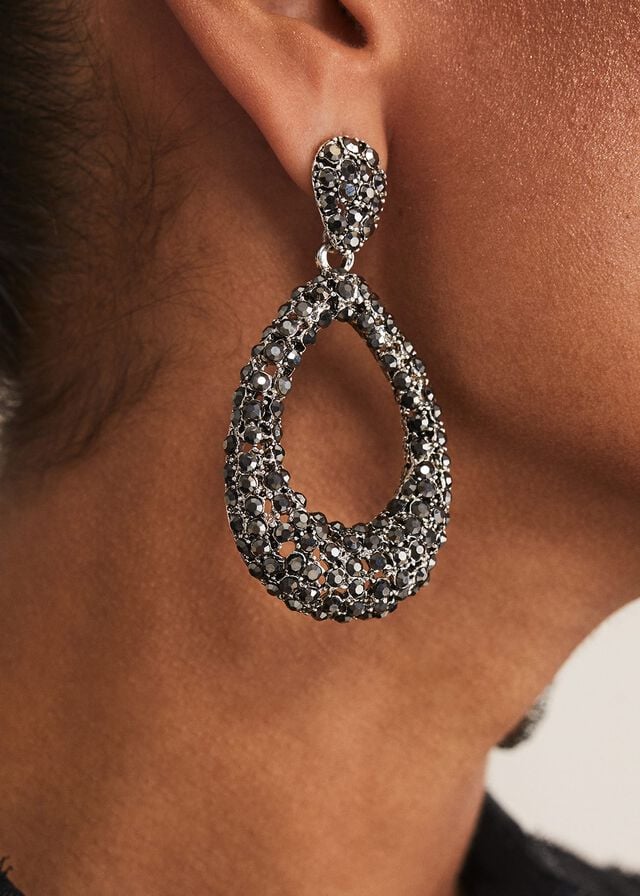 Silver Phase Eight Sparkle Teardrop Jewellery | 3148NTGMC