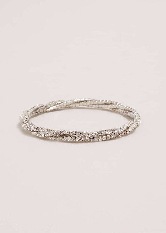 Silver Phase Eight Sparkle Twisted Jewellery | 2986TULOZ