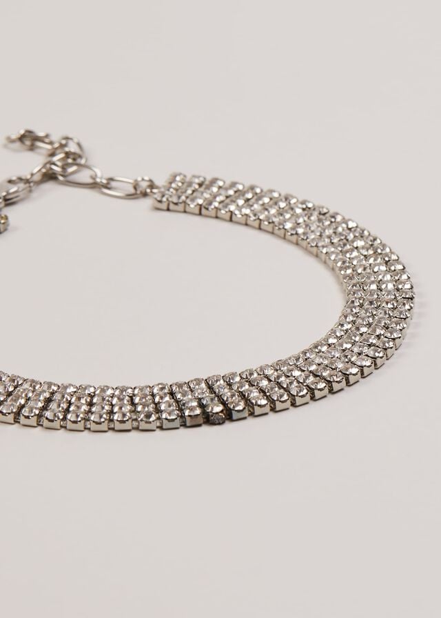 Silver Phase Eight Sparkly Choker Jewellery | 9452NCILX