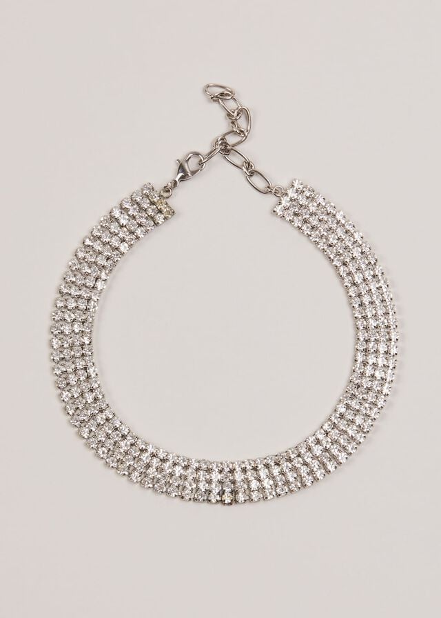 Silver Phase Eight Sparkly Choker Jewellery | 9452NCILX