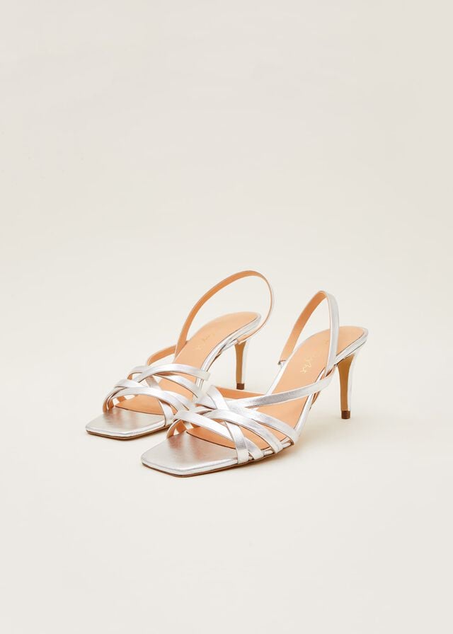 Silver Phase Eight Strappy Sling Back Heels | 0651FTUMN