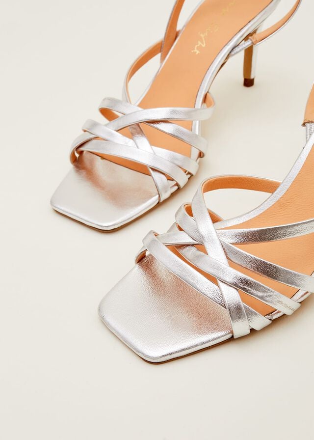 Silver Phase Eight Strappy Sling Back Heels | 0651FTUMN