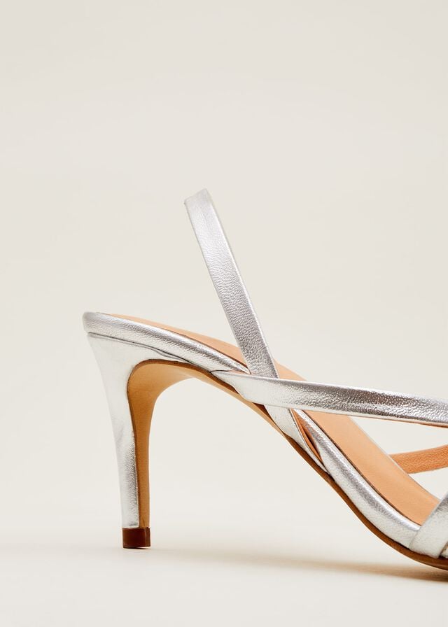 Silver Phase Eight Strappy Sling Back Heels | 0651FTUMN