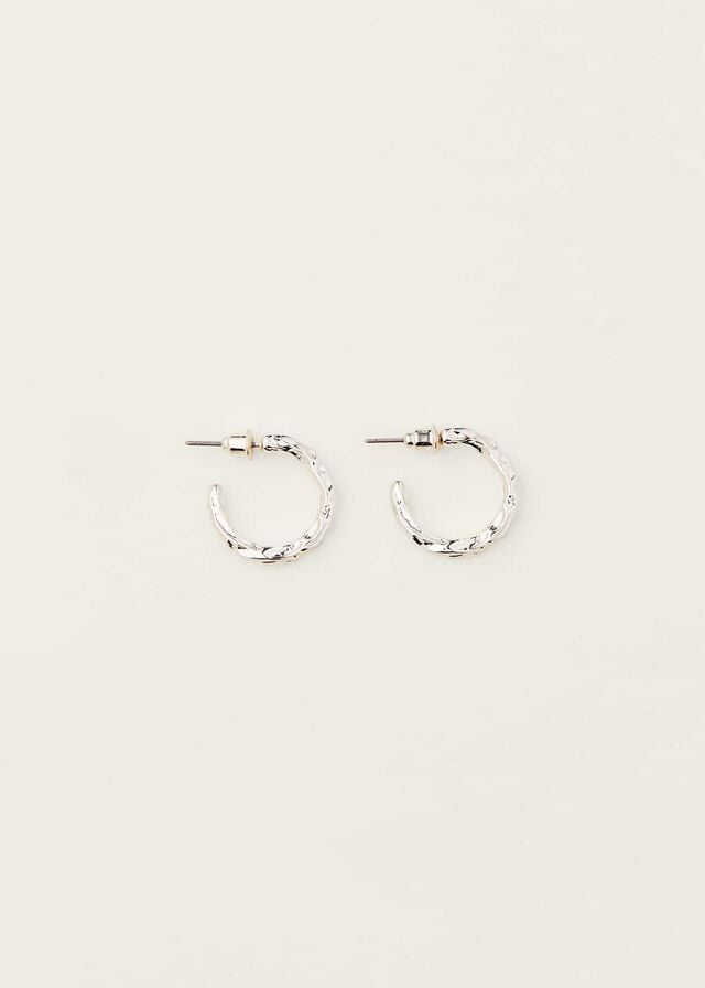 Silver Phase Eight Twist Hoop Jewellery | 8062HGQTJ