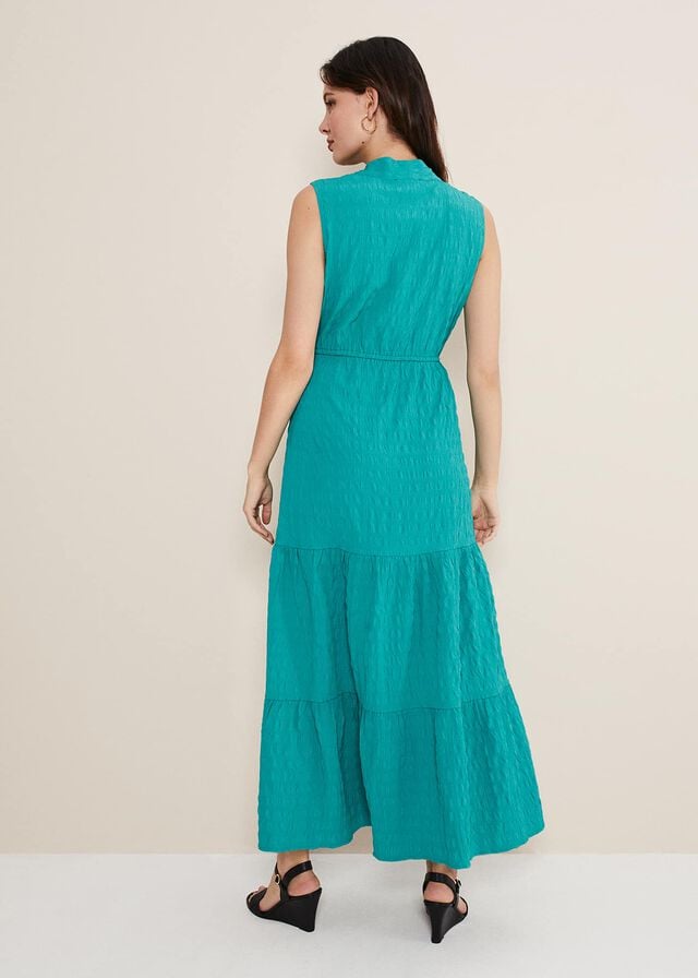 Turquoise Phase Eight Anika Textured Sleeveless Dress | 4026CGLKB