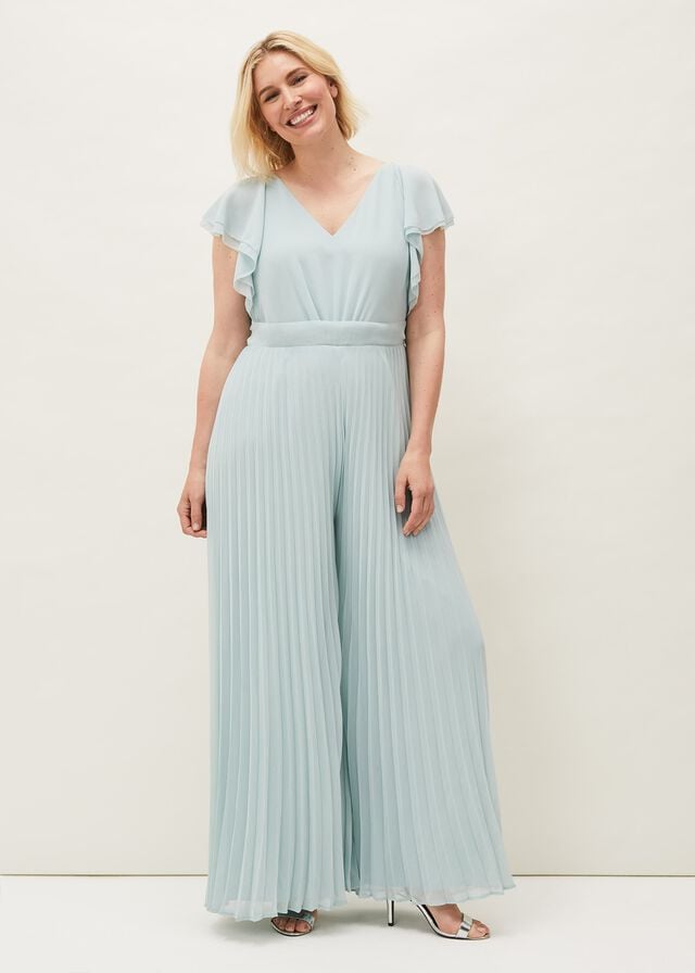 Turquoise Phase Eight Hallie Pleated Wide Leg Jumpsuit | 2386NVZFY