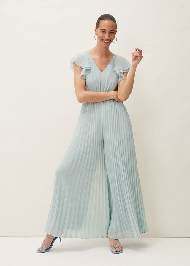 Turquoise Phase Eight Hallie Pleated Wide Leg Jumpsuit | 2386NVZFY