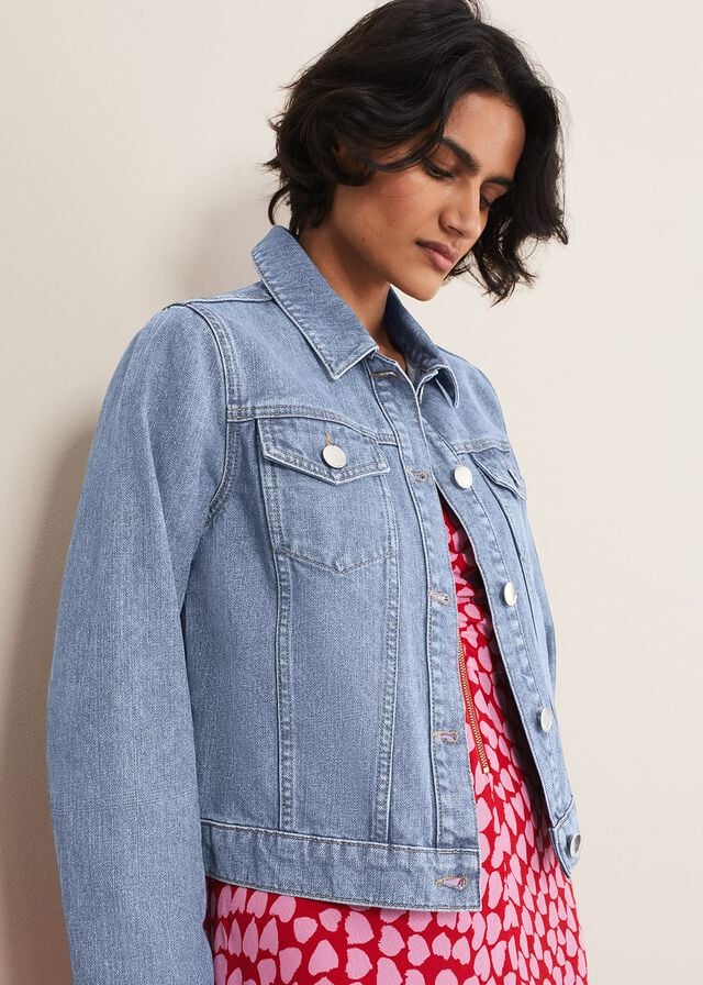 Wash / Blue Phase Eight Caitlin Cropped Denim Jackets | 8239IVGPK