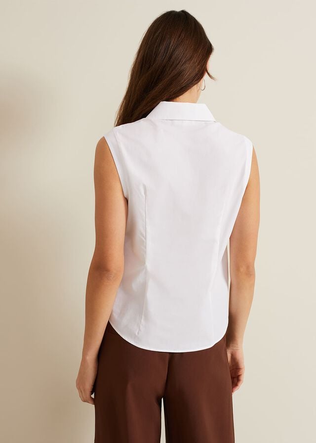 White Phase Eight Aimee Sleeveless Shirts | 3581NZTMB