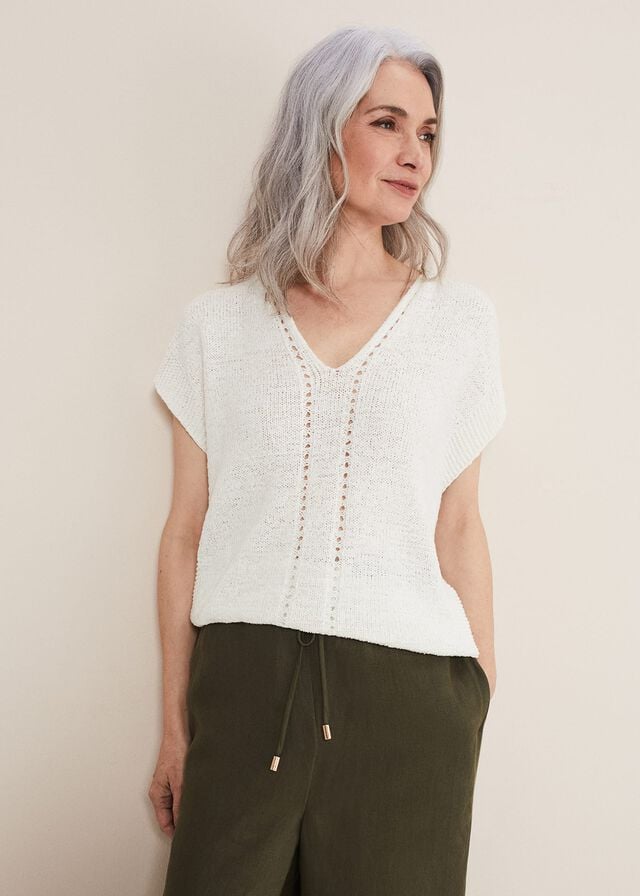 White Phase Eight Alana Textured Knitwear | 4360CEFOU