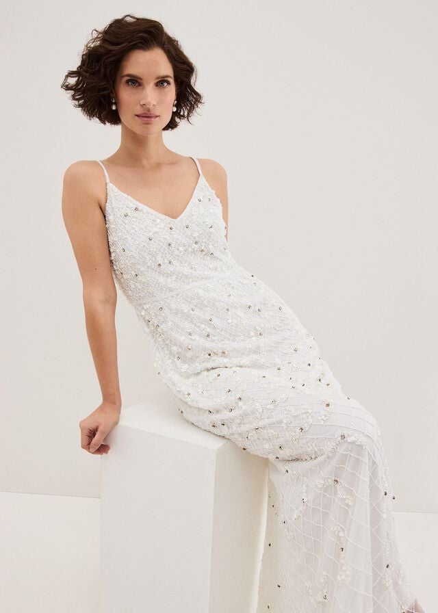 White Phase Eight Alexia Embellished Wedding Dress | 6291ULCOX